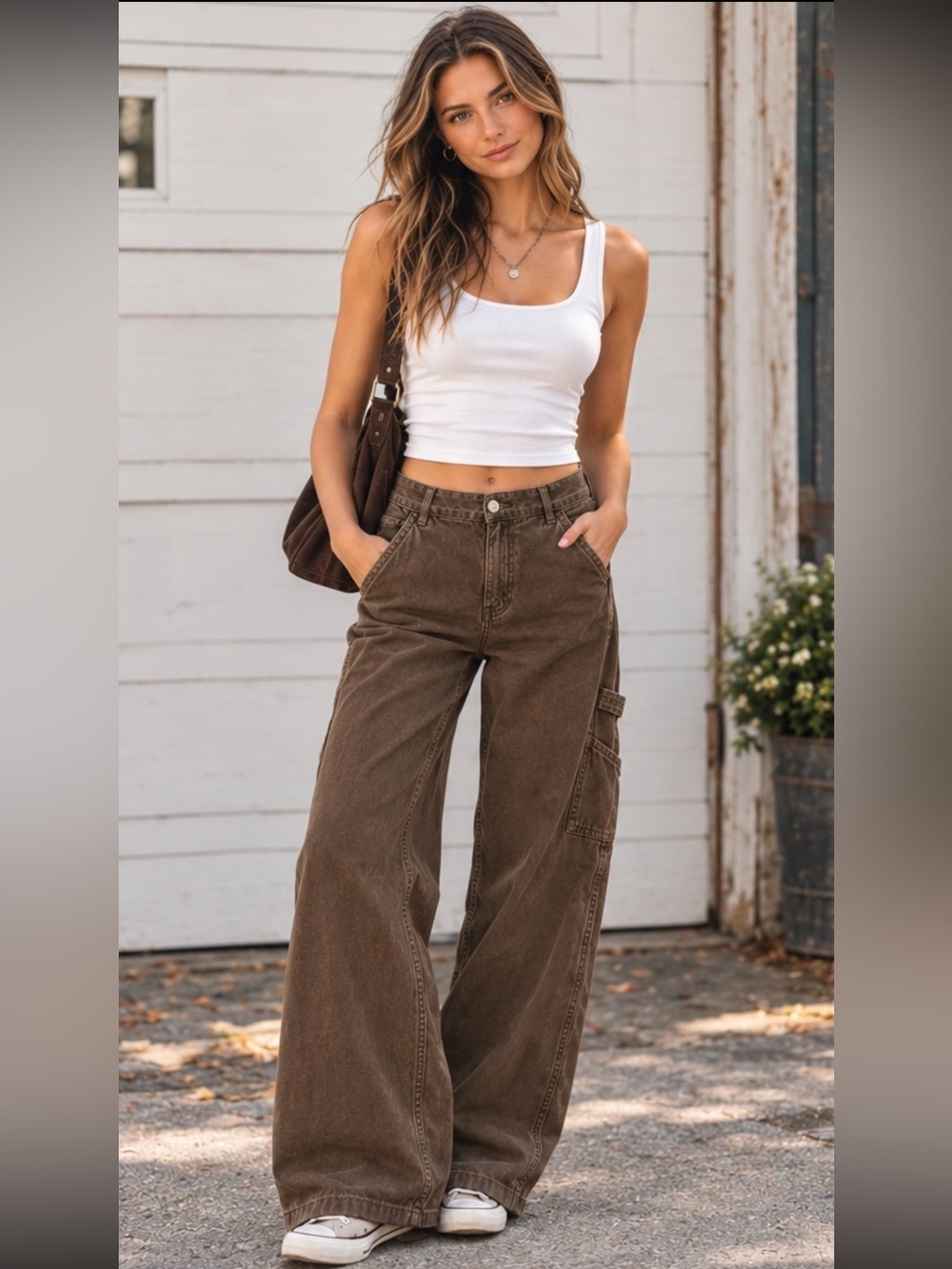 Garage Street Wide Leg Jeans Carpenter Walnut Brownie Size 1